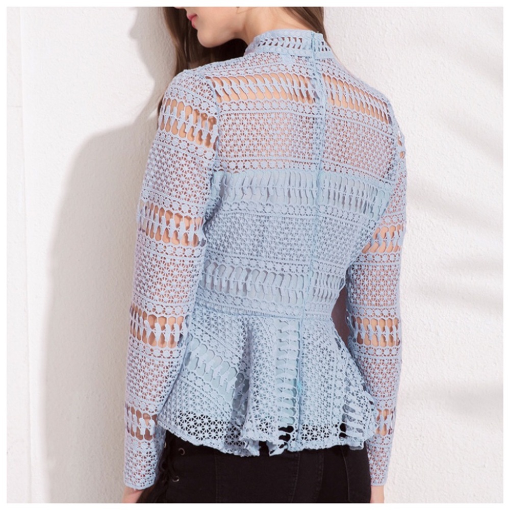 ‼️PRICE FIRM LAST CALL Intricate Lace Peplum Top - Picture 3 of 7